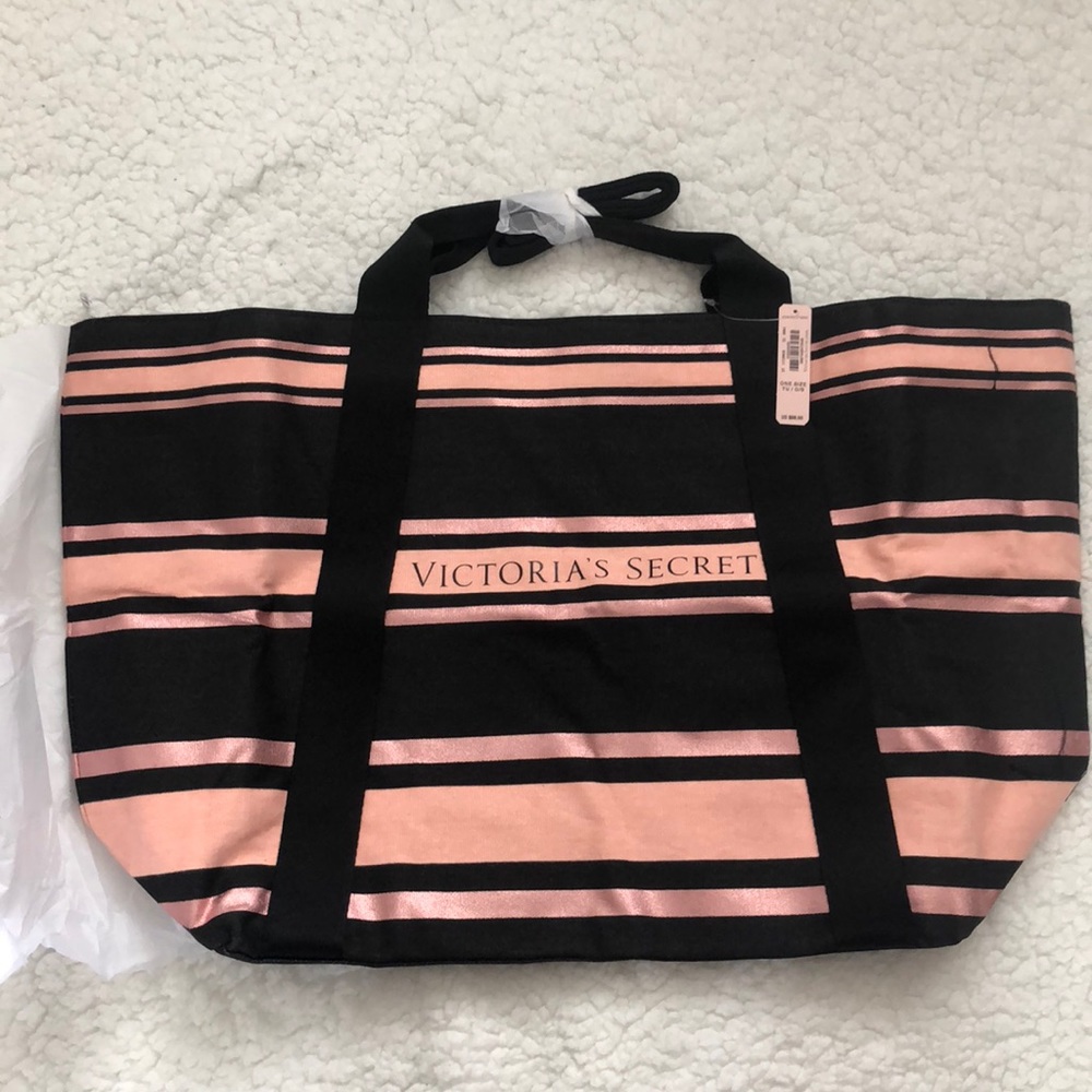 BNWT Victoria’s Secret Rose Gold and Black Tote